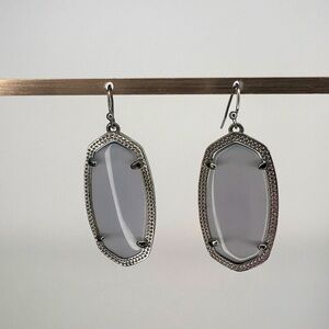 Kendra Scott Elle Drop Earrings Silver Blue Gray Elegant Bridesmaid Formal